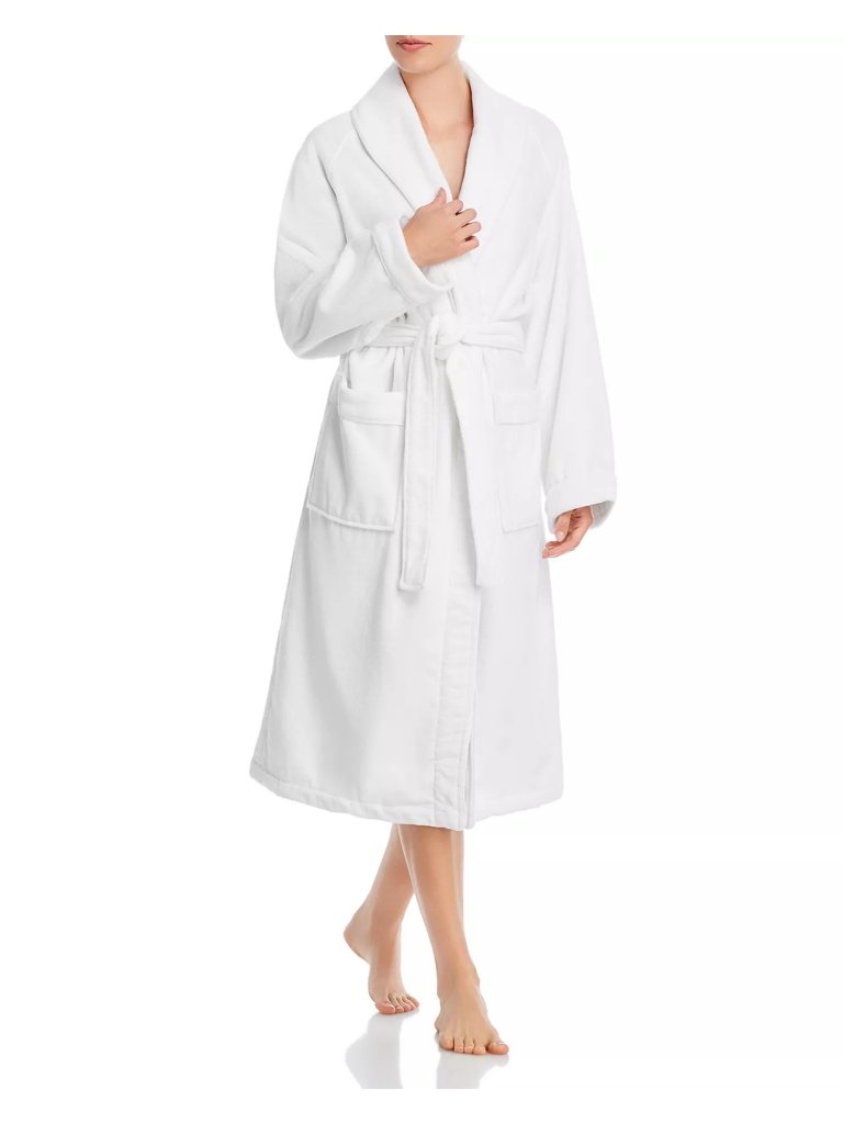 Frette Triplo Shawl Collar Bathrobe Cotton White Grey Size Xl New With Tags!